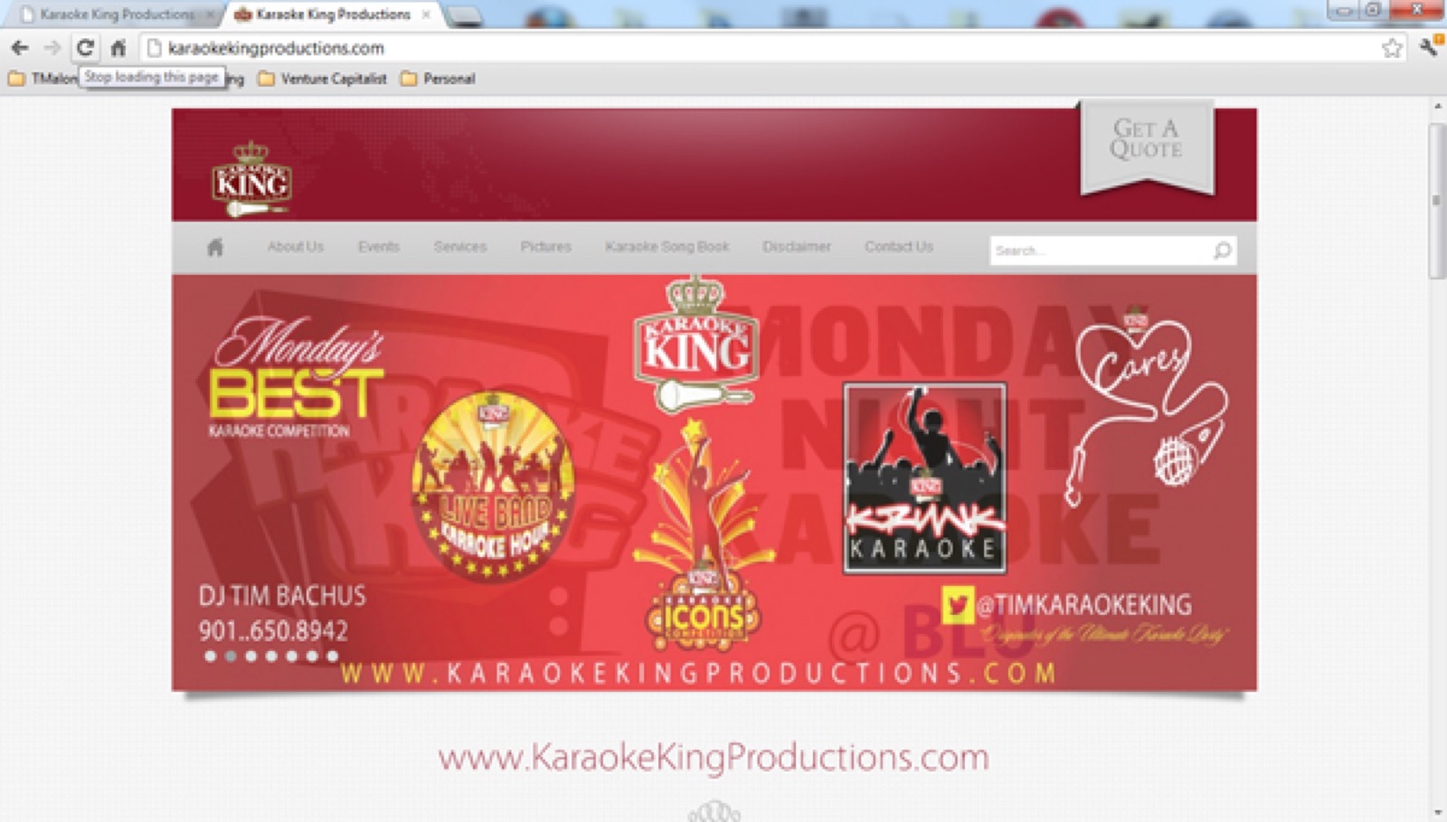 KARAOKE KING PRODUCTIONS – WEBSITE DESIGN – 2012